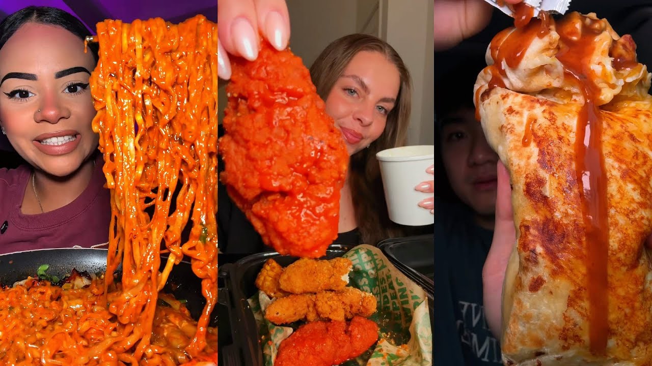Подборка TIKTOK Mukbang | Buldak, Wingstop, Taco Bell, Burger King, Five Guys и другие!