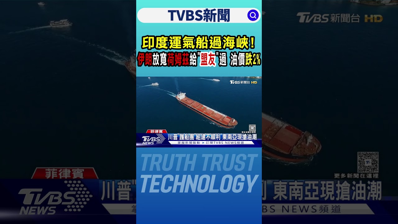 印度運氣船過海峽! 伊朗放寬荷姆茲給「盟友」過 油價跌2%｜TVBS新聞 @TVBSNEWS01