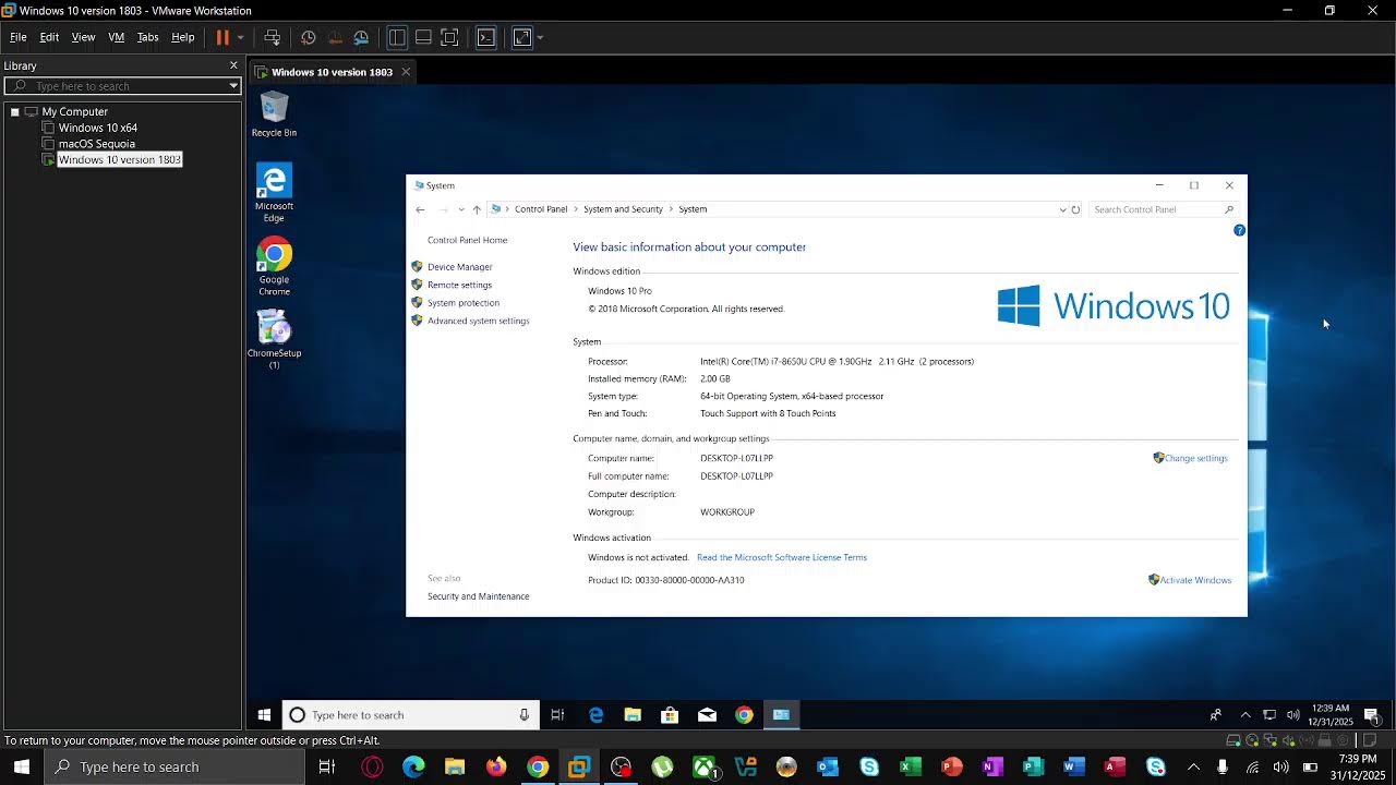 Exploring Windows 10 version 1803 in VMware! (again)