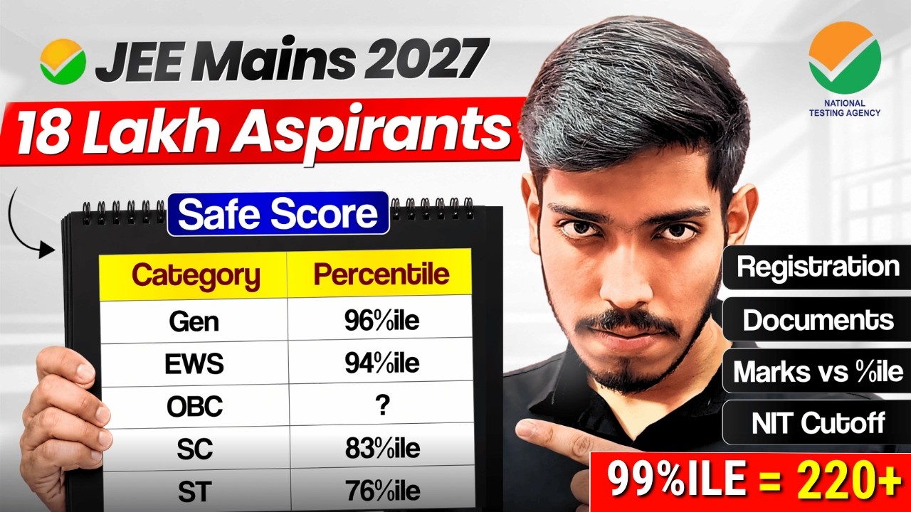 JEE Mains 2027 Cutoff : Marks vs Percentile 🤯 | Registration Date, Documents, Safe Score for NIT