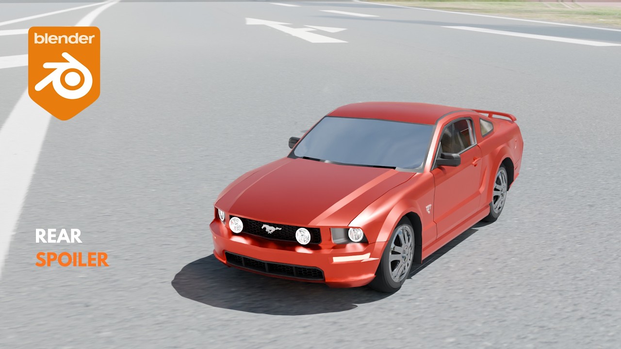 Blender car modeling - Rear Spoiler of Ford GT ( Ford Mustang GT V8 2005 )