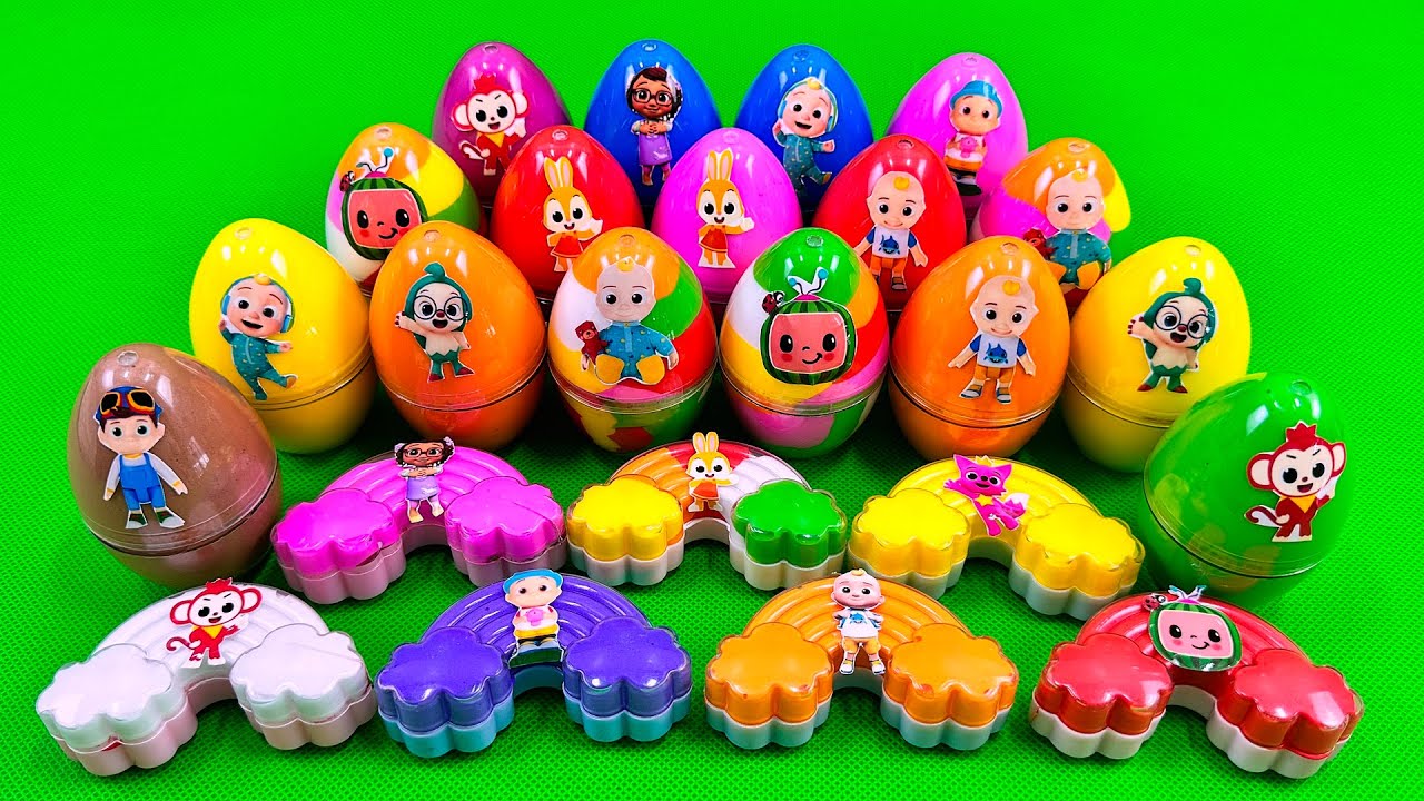 Mixing Colorful Slime🌈 Transforming Pinkfong in Rainbow EGGS Surprises! Satisfying ASMR Video