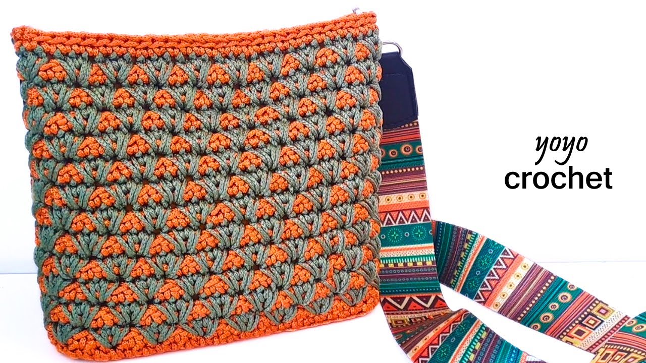 كروشية شنطة أنيقة بلونين خطوة بخطوة   #crochet_bags