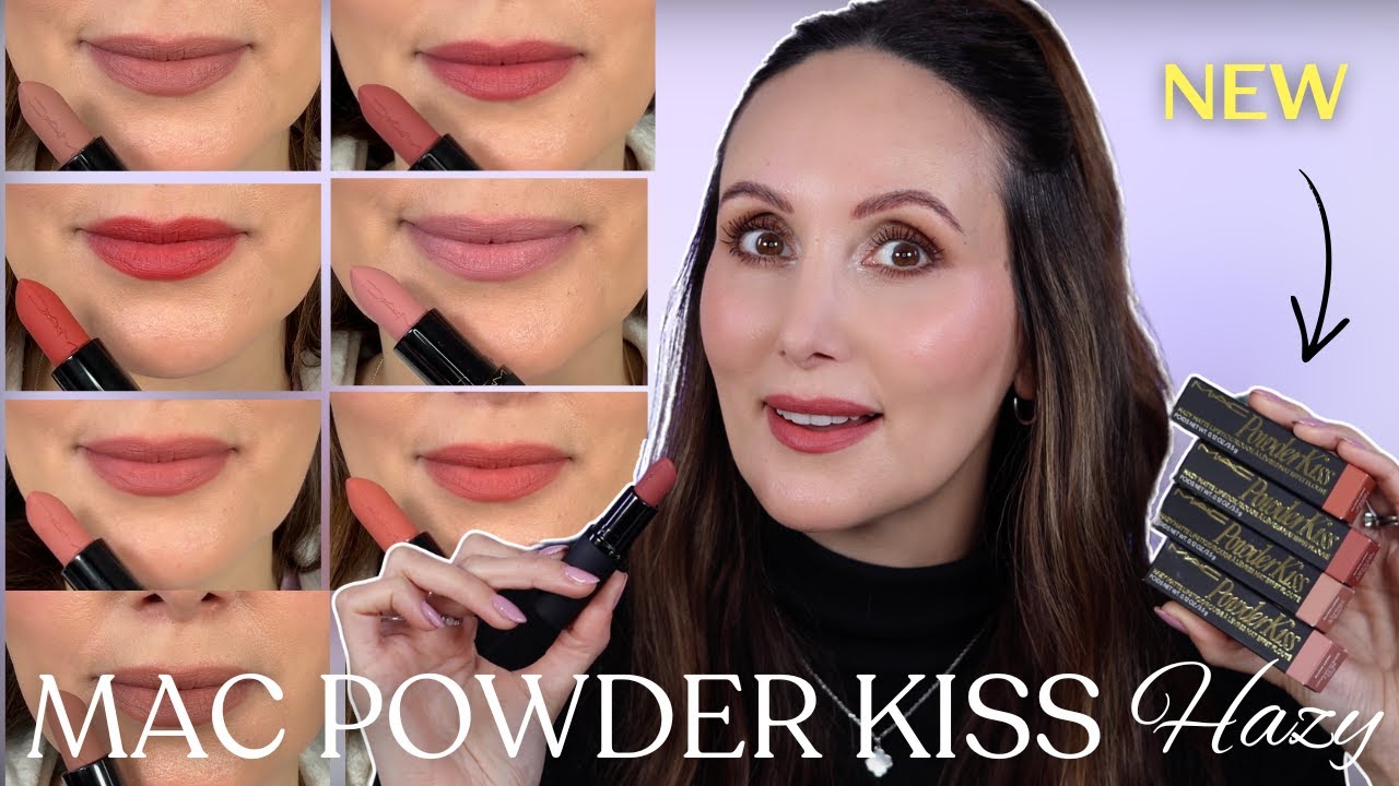 New MAC Powder Kiss Hazy Matte Lipsticks- Try On!