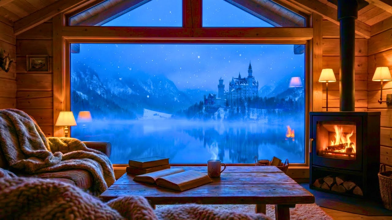 Deep Sleep Piano Music | 10 Hours of Calming Ambient Piano in Warm Cabin Setting