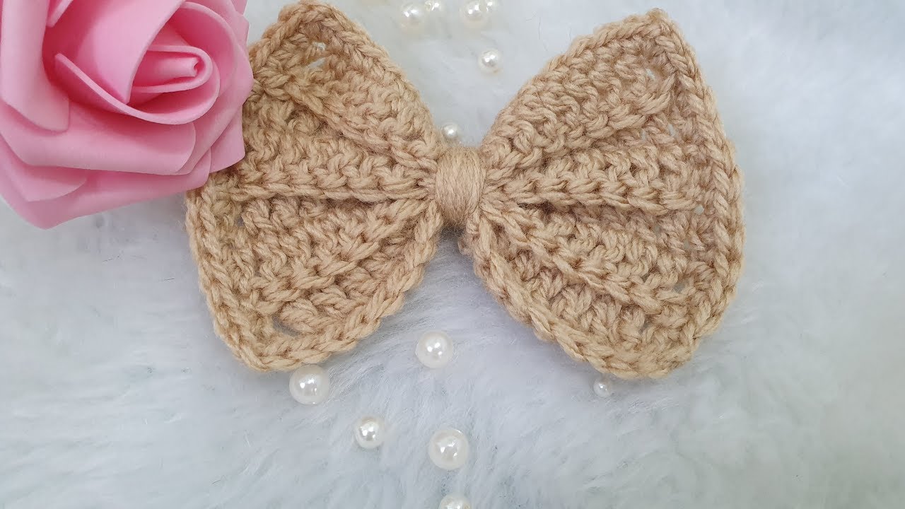 #خيط وسنارة#كروشيه طريقة عمل فيونكة #crochetبسيط وجميلة للمبتدءين خطوة بخطوة بغرزة العمد بلفة روعه