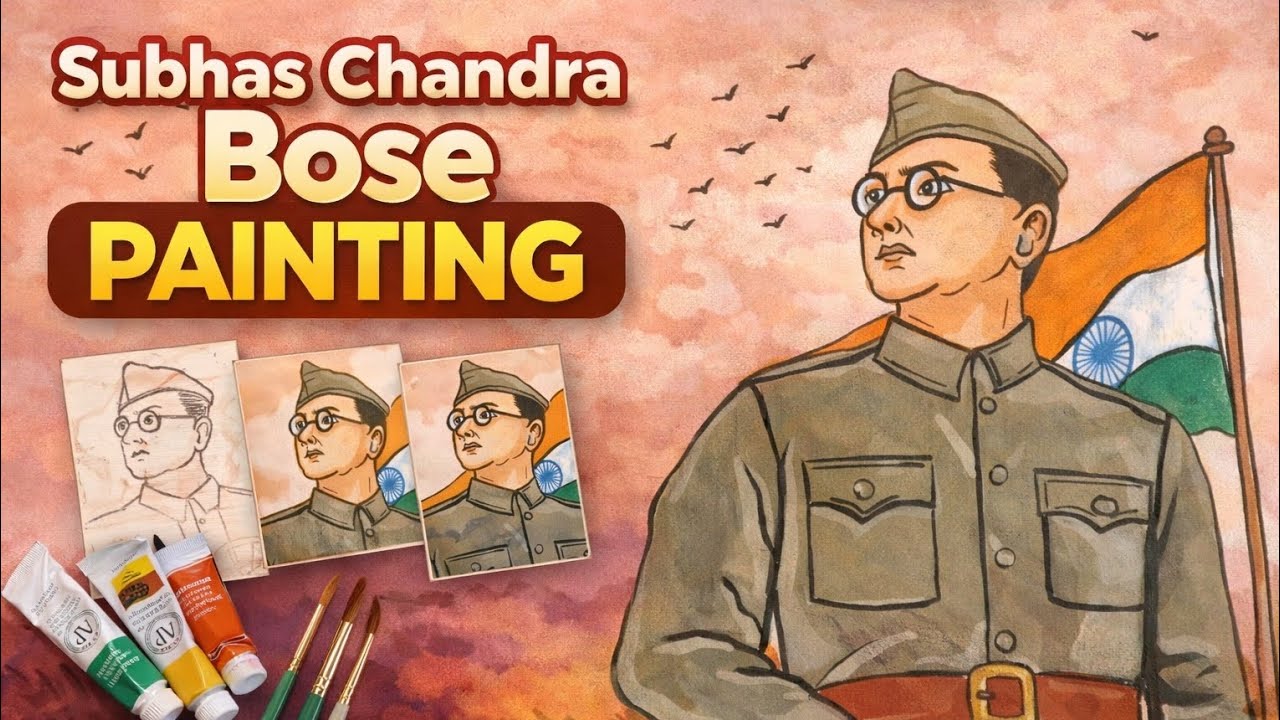 (Part 2) Subhas Chandra Bose Painting🇮🇳Freedom Fighter Art | Pencil Sketch#shorts#viral#shortviral