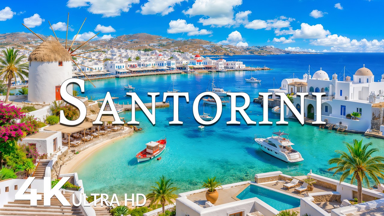 FLYING OVER SANTORINI (4K UHD) &ndash; Soothing Music Along With Beautiful Nature Video - 4K Video UHD #8