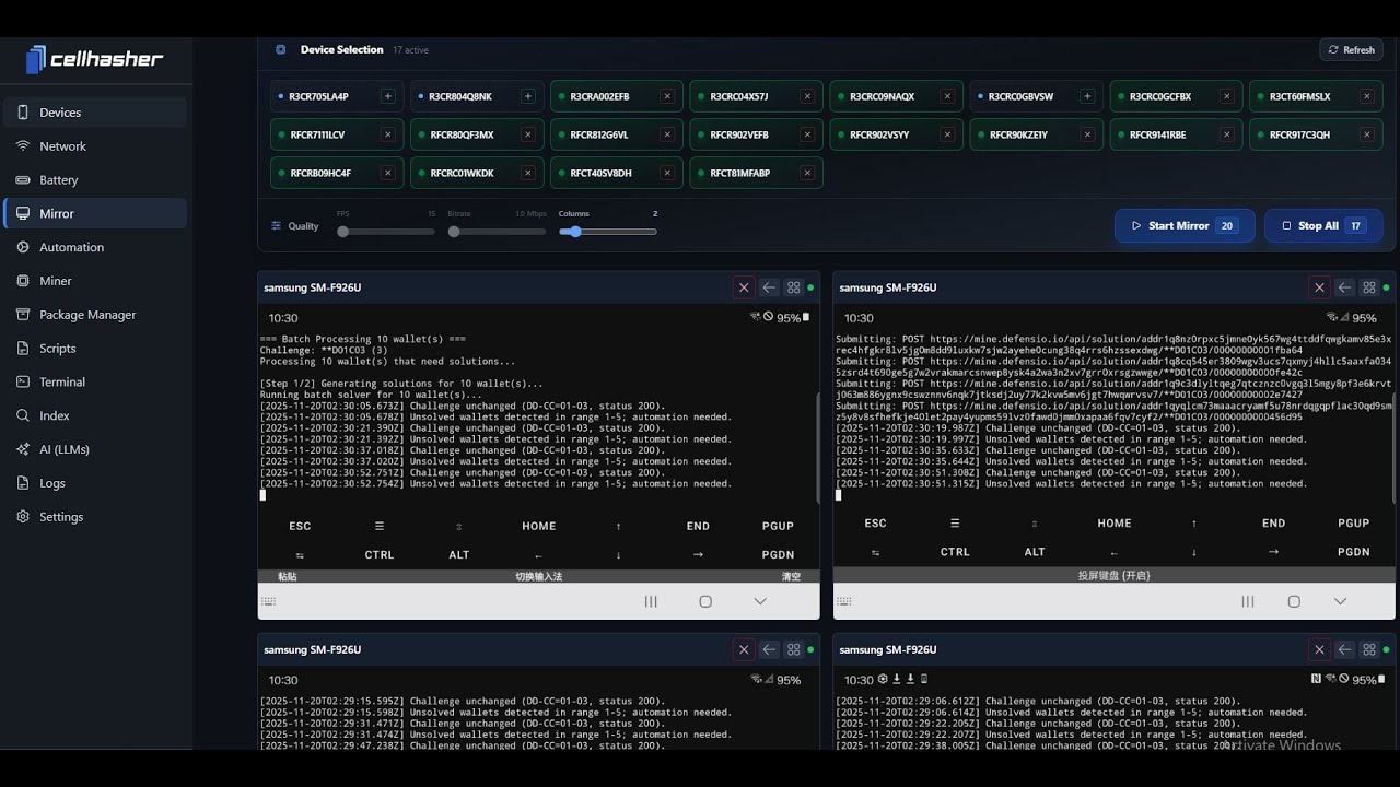 Mining Defensio on your phone with Cellhasher (2 week Scavenger Hunt Day 1)