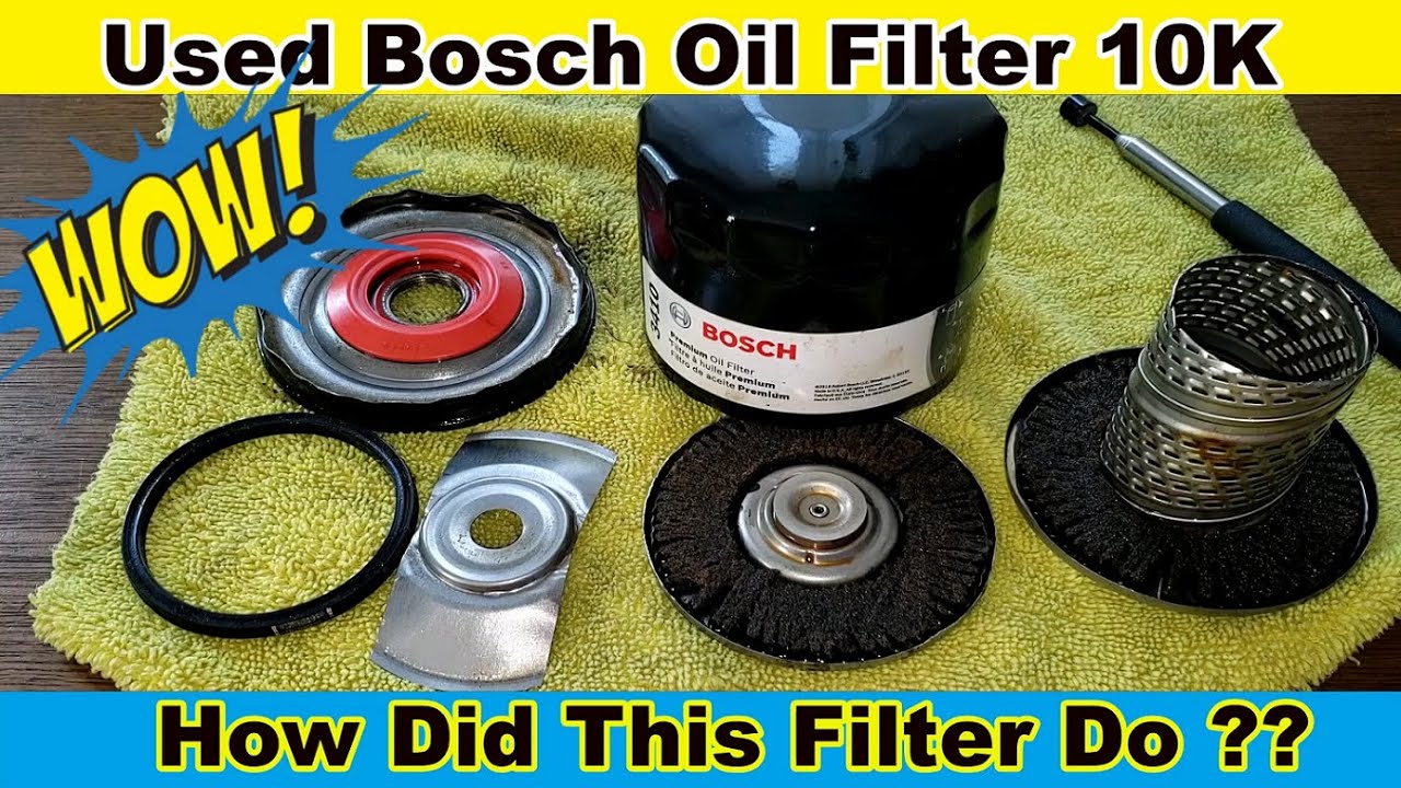 Bosch Premium 3410 Oil Filter Cut Open Used Oil Filter Cut Open