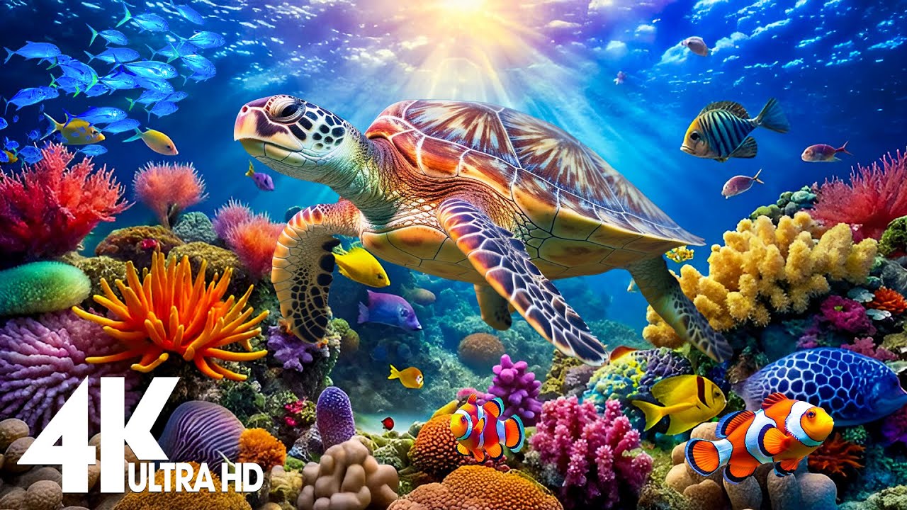 Ocean 4K - The Ultimate 4K Aquarium Voyage, Sea Animals & Coral Reefs with Relaxing Music