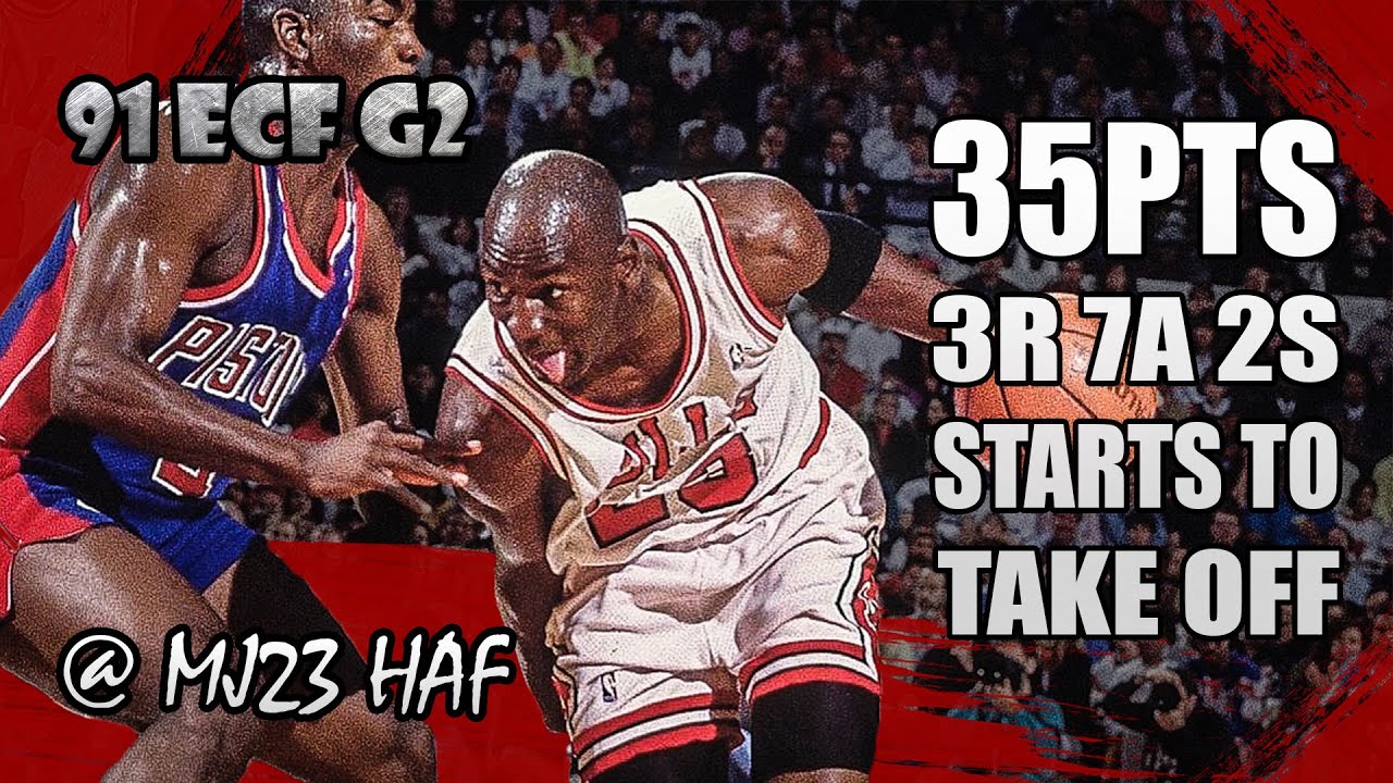 Michael Jordan Highlights vs Pistons (1991 ECF Game 2) - 35pts, MJ Starts to Take Off!