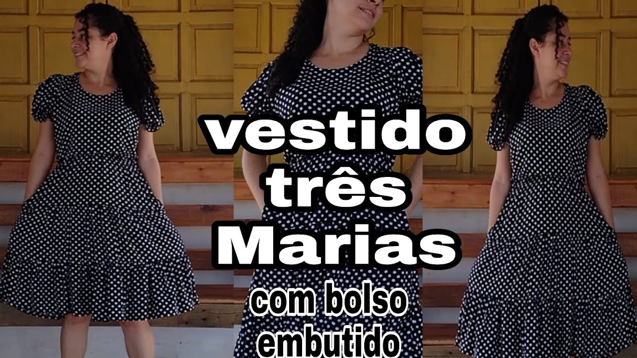 VESTIDO TRÊS MARIAS COM MANGA BUFANTE