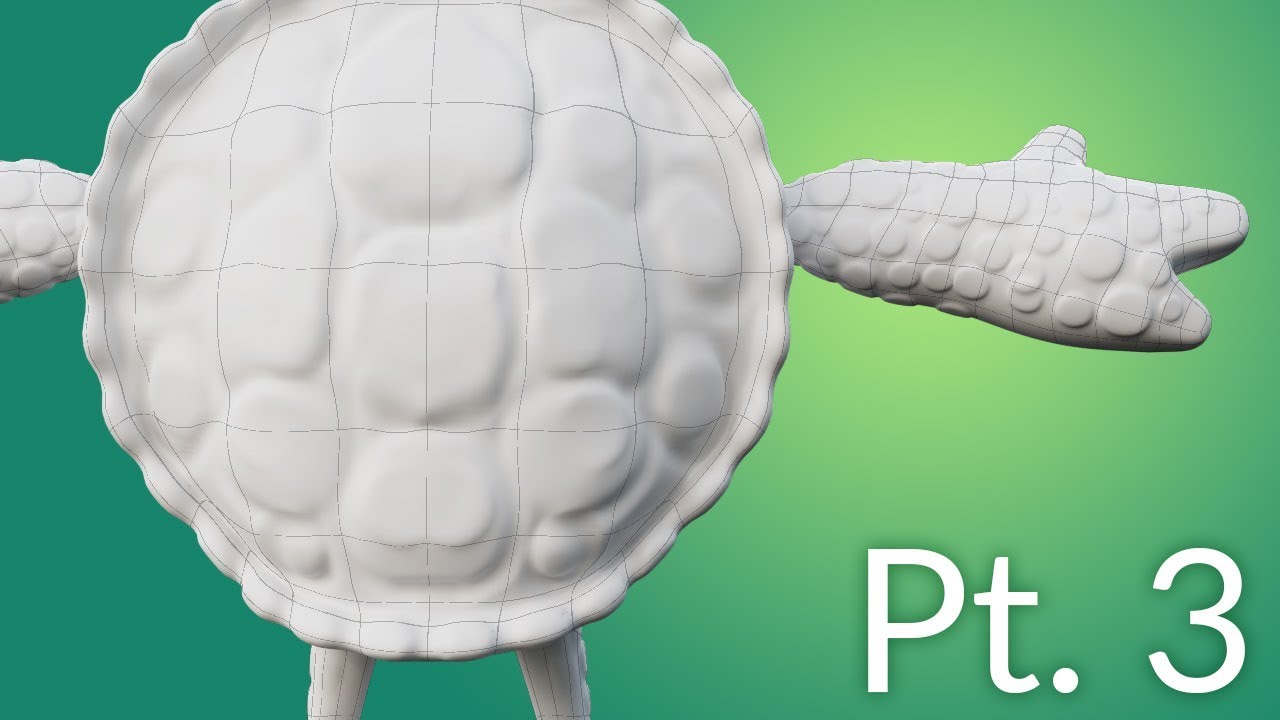 CGC Classic: Creating a Cartoon Turtle Pt. 3 - Adding Detail (Blender 2.6)