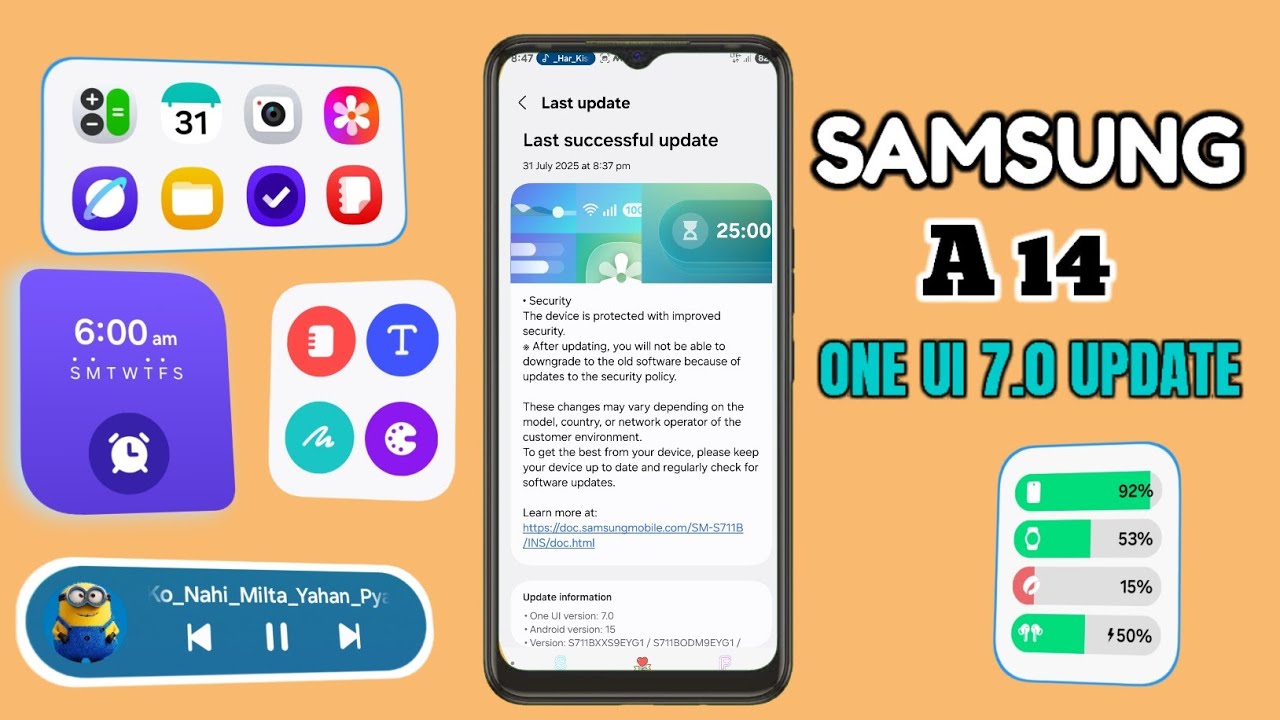 Samsung galaxy A14 ONE Ui 7.0 Update changing 🤯#viralvideo #viral 