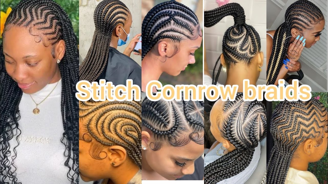 Stitch braids hairstyles for black ladies | Stitch Cornrow braids styles | Stitch braid