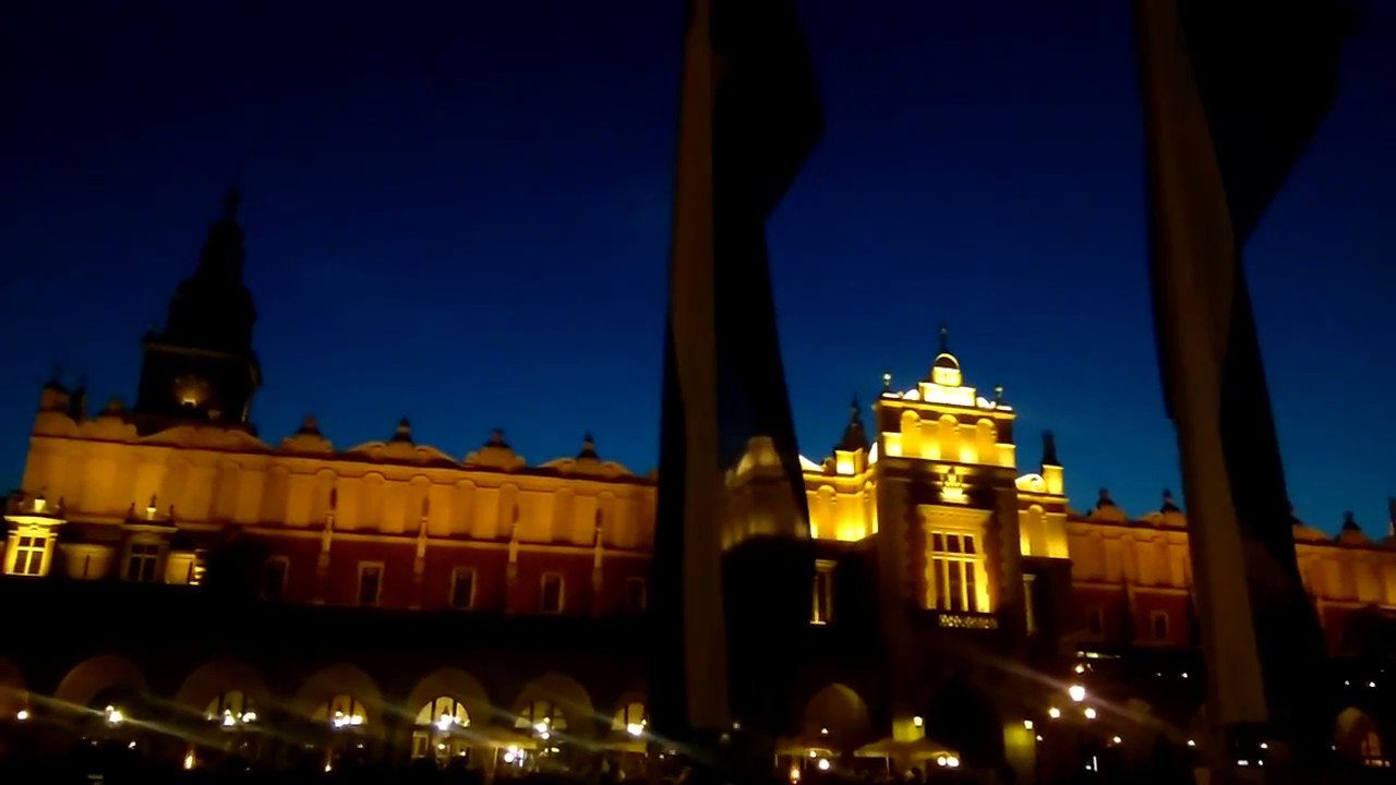 Krakow Market Square and Mały Rynek by night