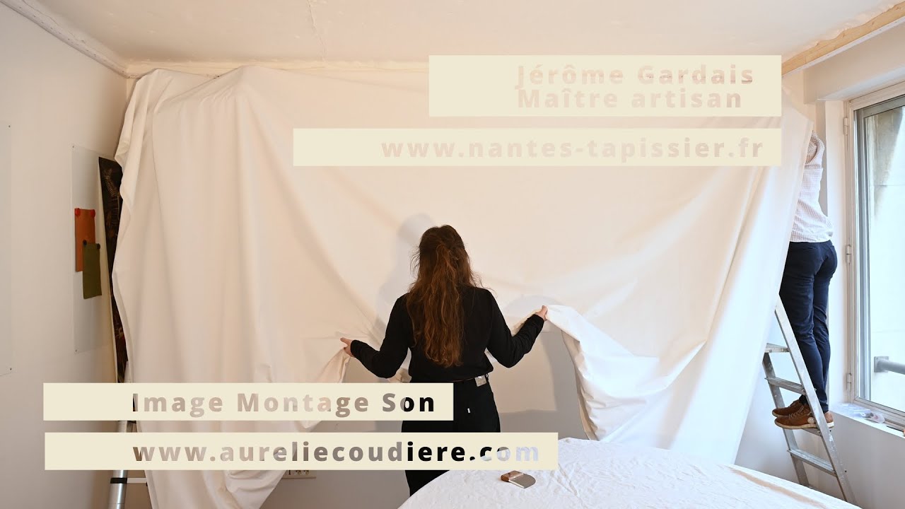 Pose d'un tissu tendu de plafond par l'atelier Jérôme Gardais