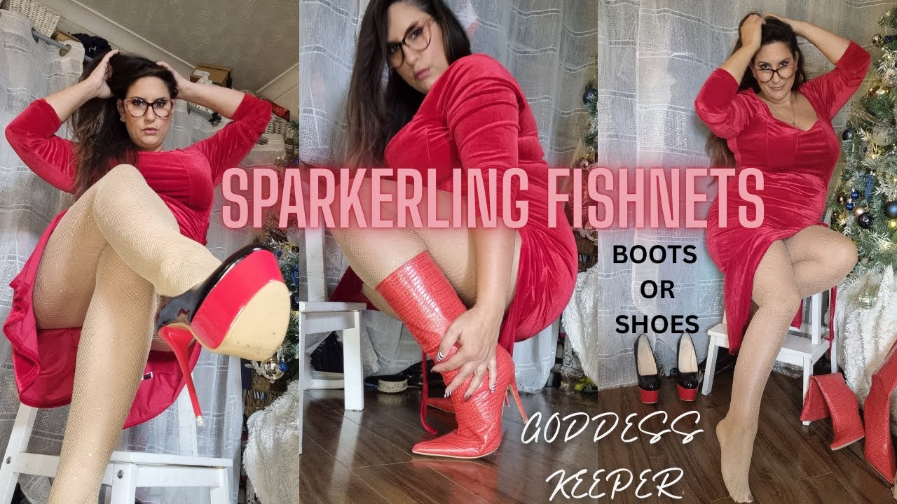 SPARKERLING   NATURAL FISHNETS   TIGHTS STYLING RED DRESS , BOOTS OR SHOES Goddess keeper 