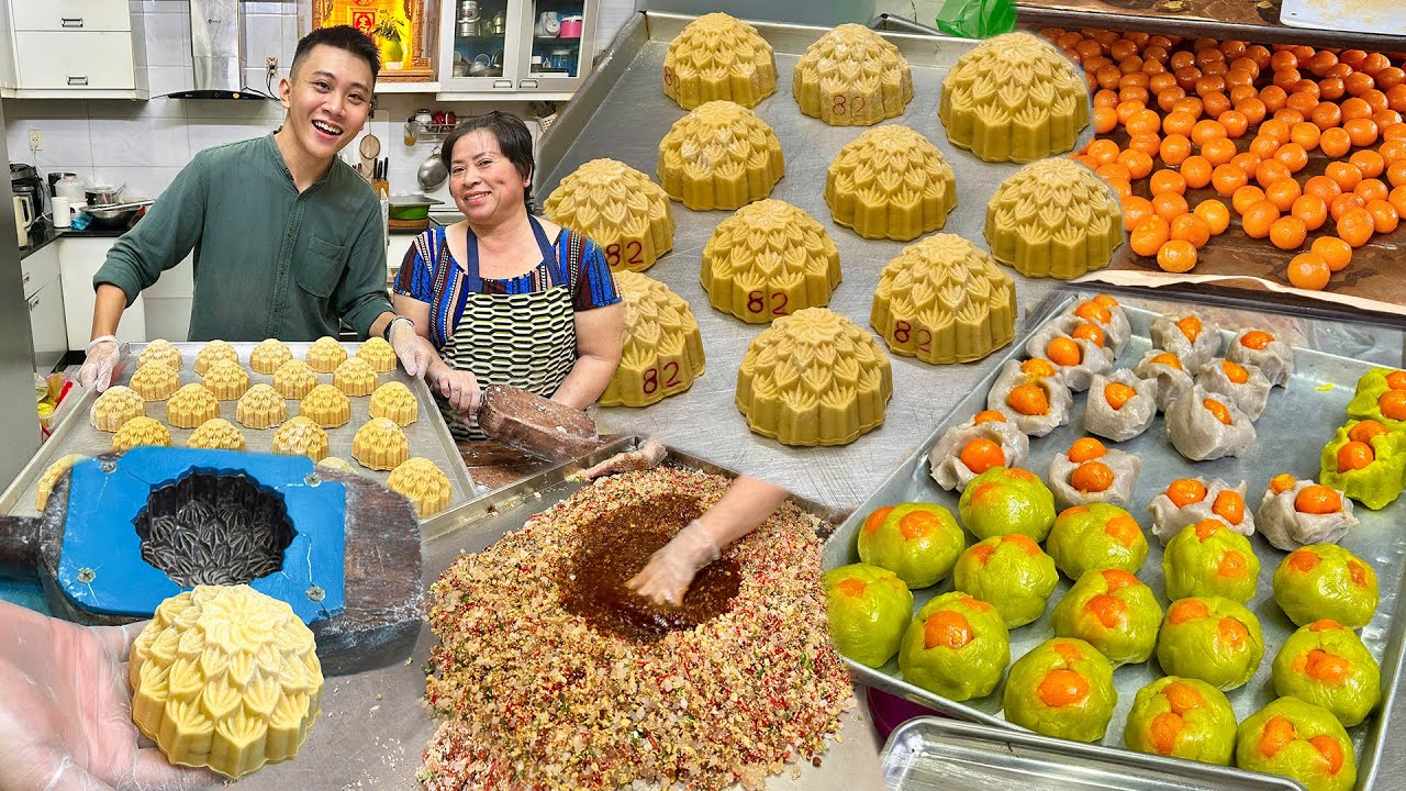 Quy trình LÀM BÁNH TRUNG THU BẰNG KHUÔN GỖ của Lò Bánh Truyền Thống Người Hoa hiếm thấy ở Sài Gòn