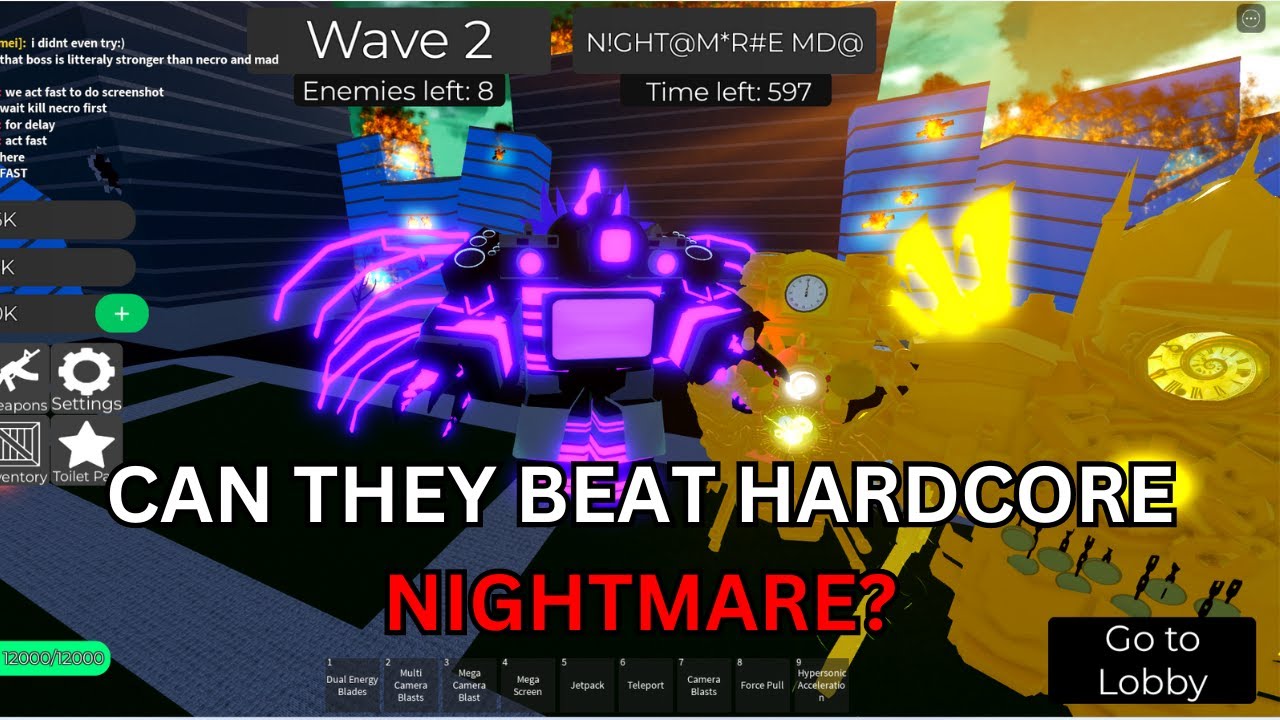 TITAN TRIO VS HARDCORE NIGHTMARE MODE?! (Super Toilet Brawl)