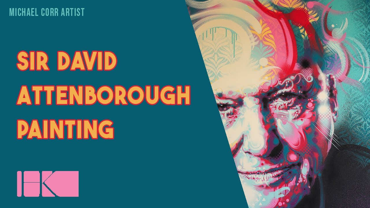 Sir David Attenborough Acrylic Portrait Painting Commission HK Wealth - Michael Corr Artist