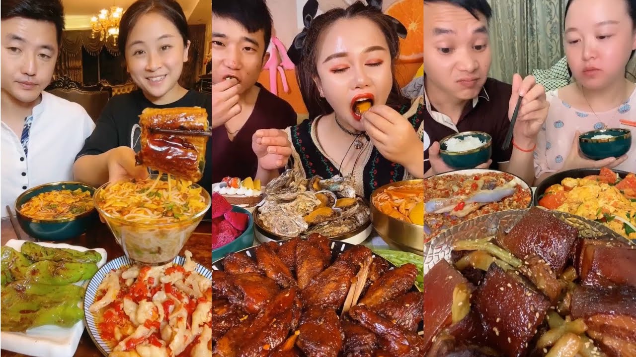 CHINESE FAMILY FOOD MUKBANG가족먹방 영상모음🍜/중국가족 먹방/돼지껍데기,닭날개,만두/Couple Eating Show/Mukbang Eating Show