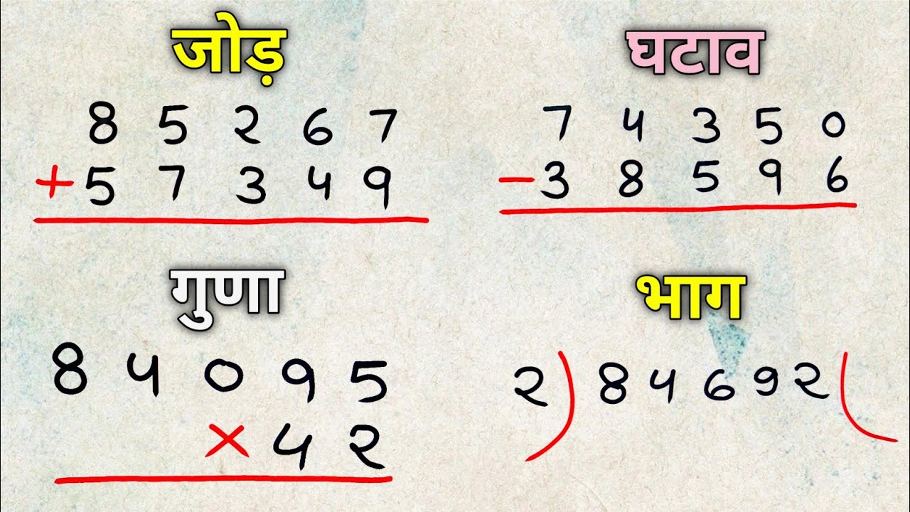 जोड़, घटाना, गुणा ,भाग सीखें |jod ghatana guna bhag |addition, subtraction, multiplication, division