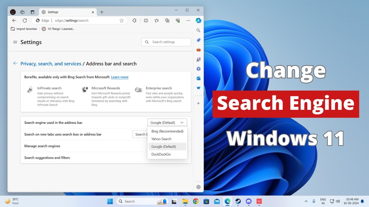 How to Change Search Engine From Bing to Google Chrome in Windows 11