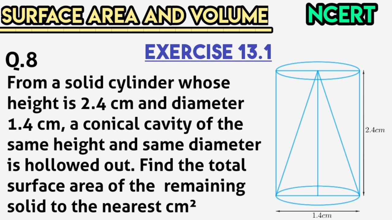 From a solid cylinder whose height is 2.4cm and diameter 1.4cm, a conical cavity of thesame height