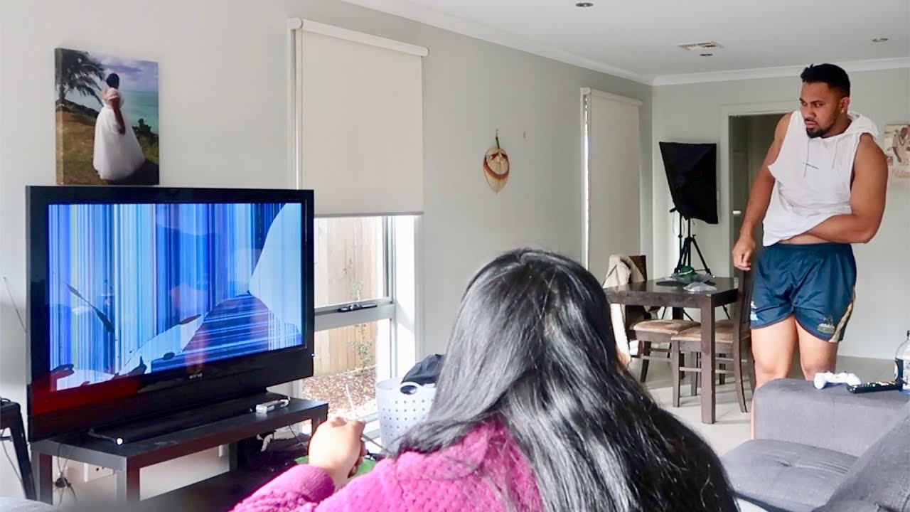 'YOU 🥊 BR0KE THE TV' PRANK on my Husband! (I accused him)