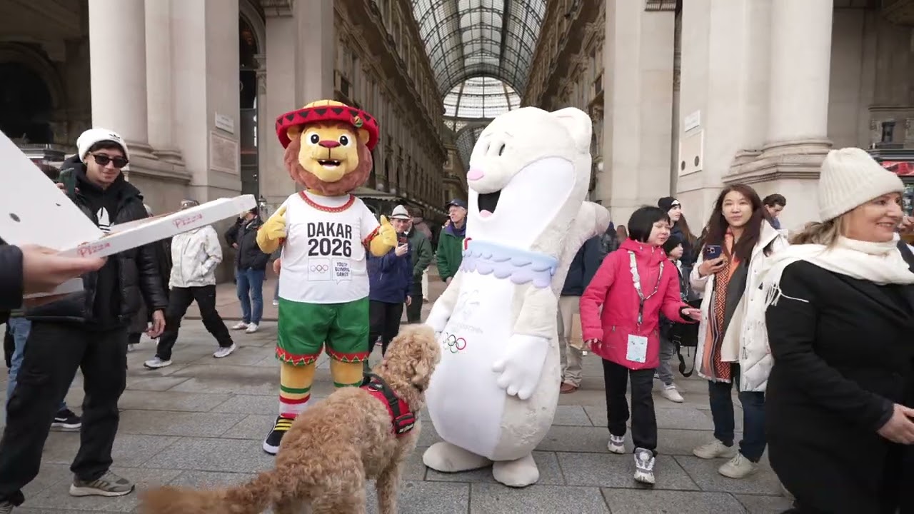 Mascots Ayo and Tina showcase the Olympic spirit & enchant the public on a special day out in Milan