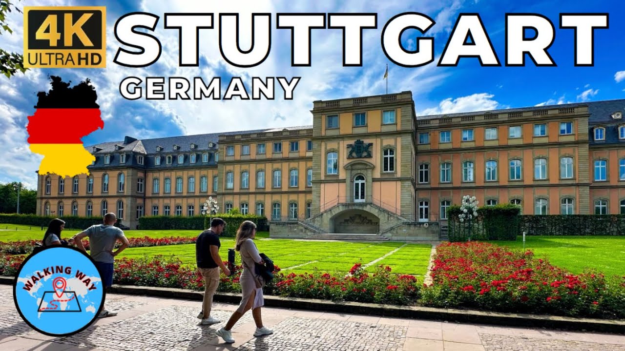 Stuttgart, Germany Walking Tour (EURO 2024 vibes) with Relaxing Music - 4K 60fps