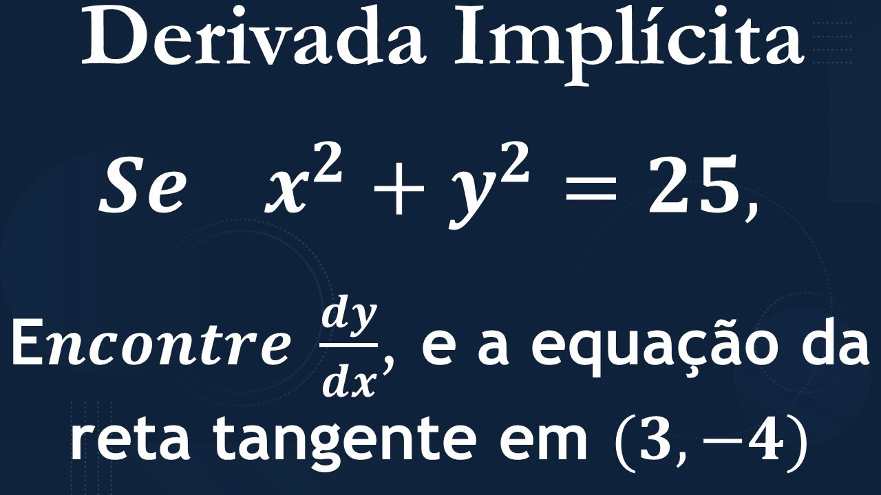 Derivada Implícita | Encontrando a Equação da Reta Tangente à Circunferência