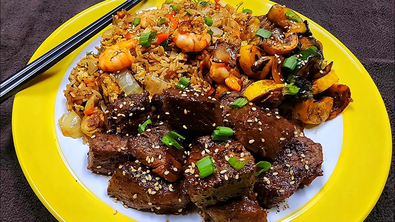 Рецепт домашнего стейка хибачи с жареным рисом