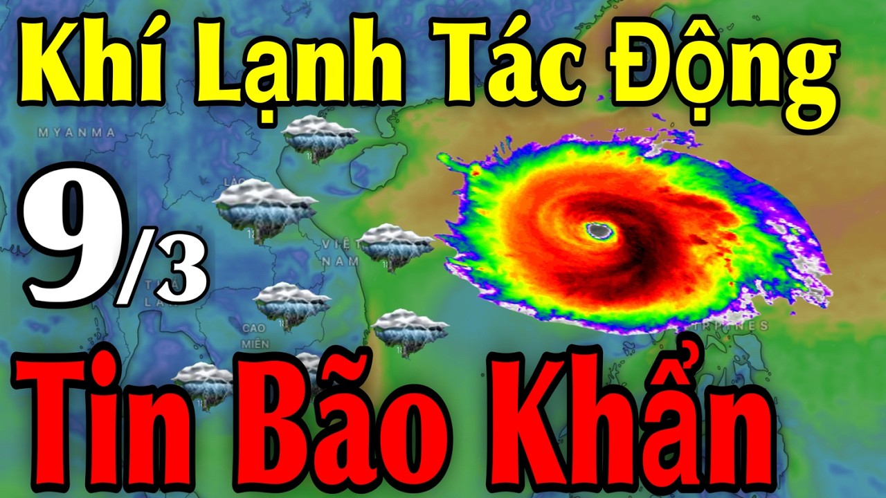 Khí Lạnh Tác Động Mưa Rất To Tin Bão Khẩn | Dự Báo thời tiết ngày 9/3 | thời tiết 10 Ngày Tới