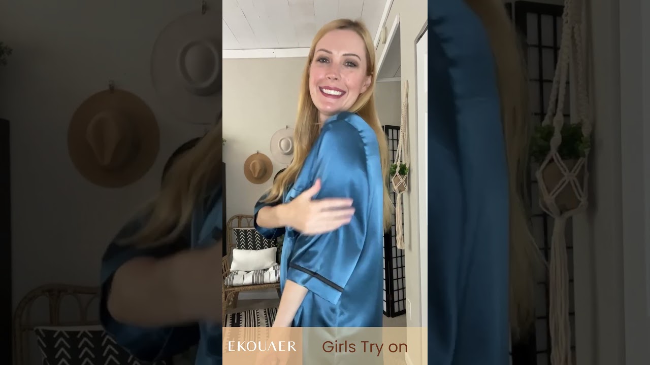 Satin Sleep Shirt Button Down Nightshirt | Ekouaer Comfort Collection
