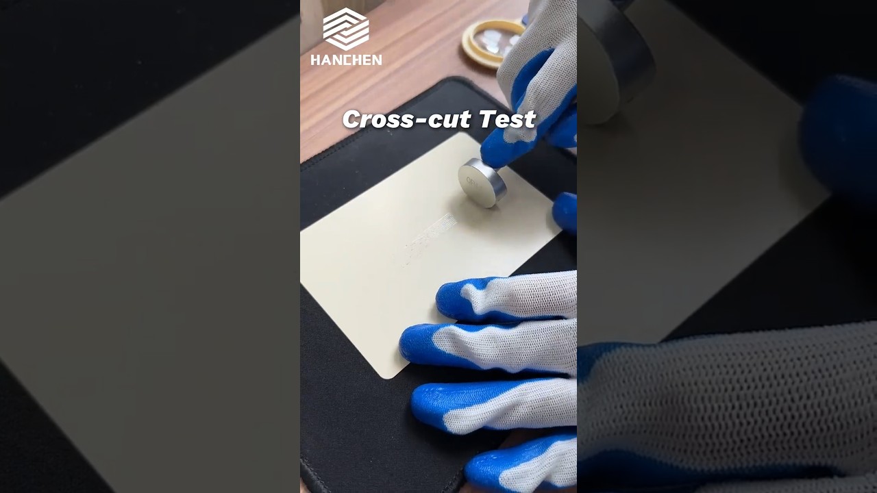 Cross-cut test of colored aluminum coil #metalfinishing #aluminumcoil #qualitycontrol