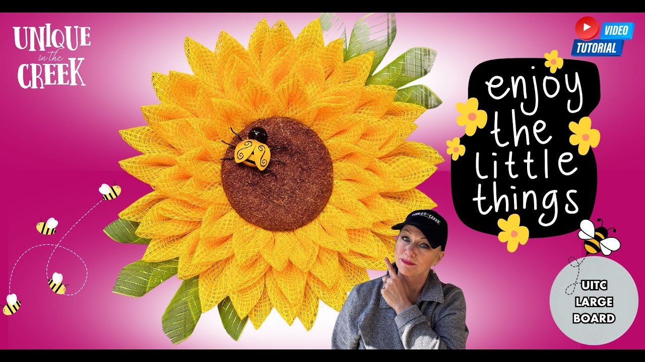 HUGE Sunflower Wreath on Unique in the Creek Large Board | DIY Tutorial | FEATHER PETAL