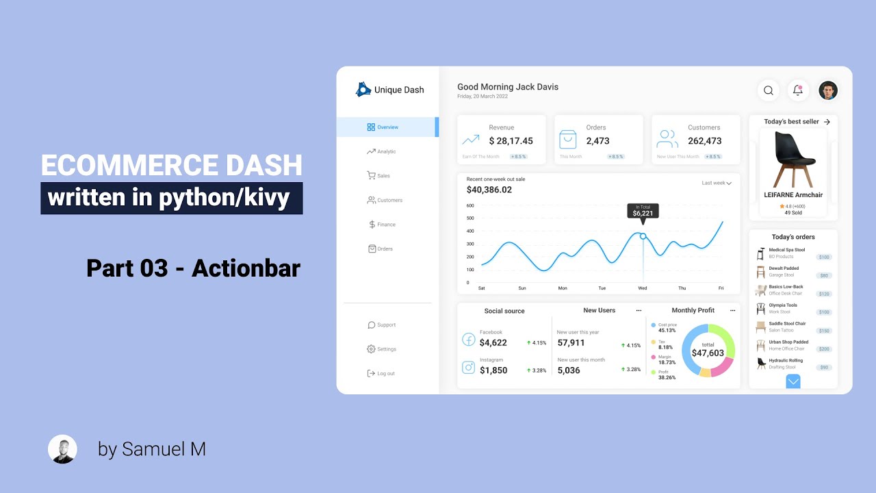 How To create An ECommerce Dashboard UI(Part 03) - Python/Kivy