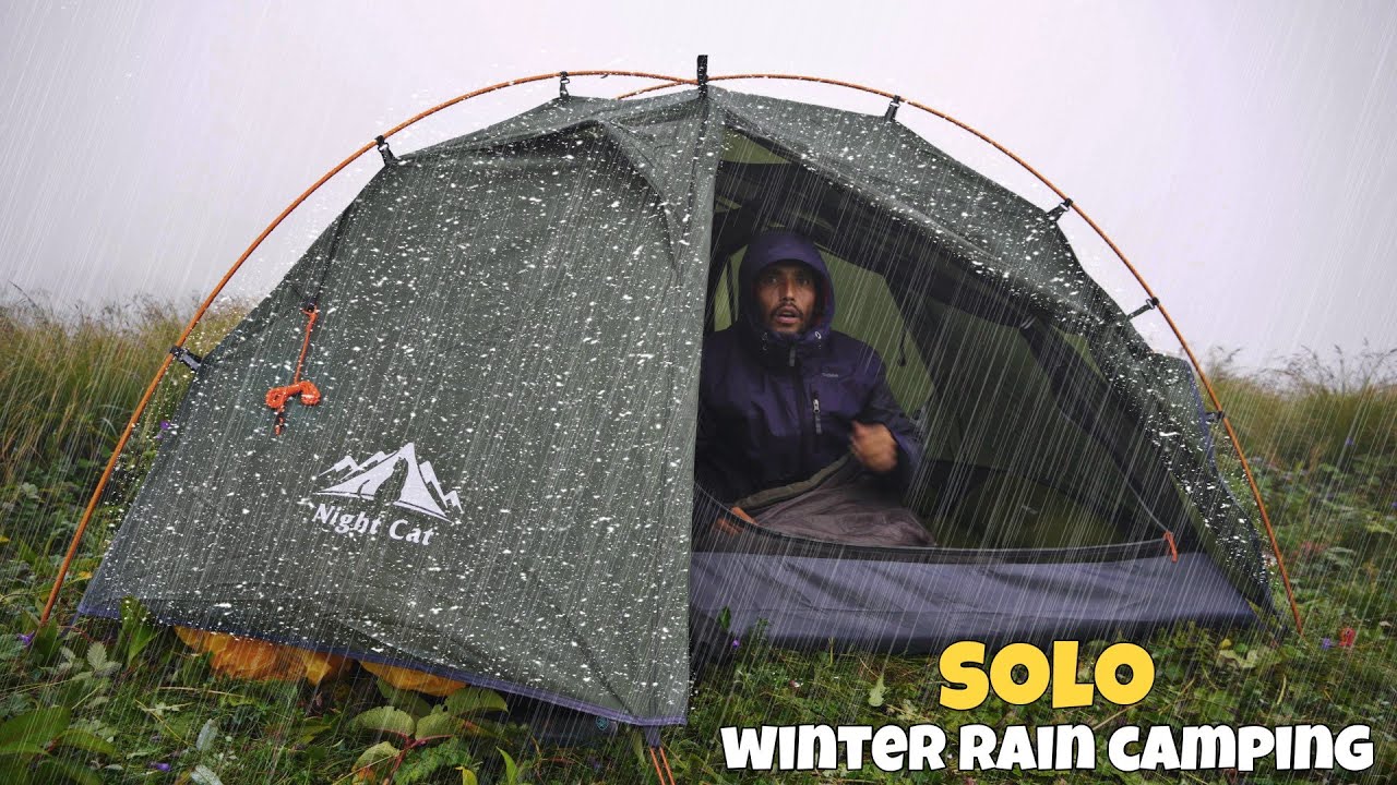 Solo Winter Rain Camping in Extreme Cold Weather | Coldest Weather Camping | Tejas Camping 