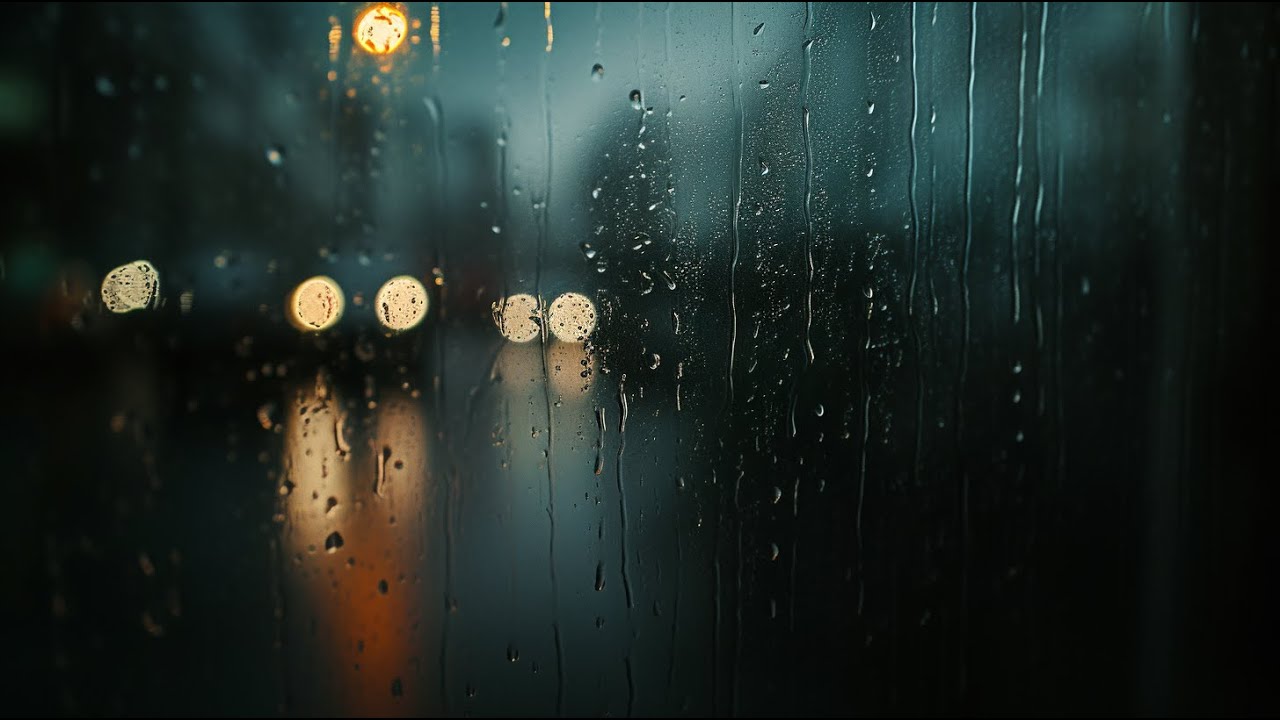 Heavy to Light Rain at Hotel Window | 10 Hours | Calm Night Sleep Ambience