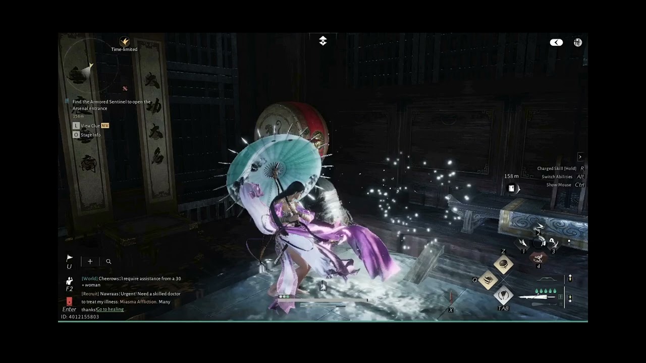Find the Armored Sentinel to open the Arsenal entrance. Long weapon returned. Where winds meet