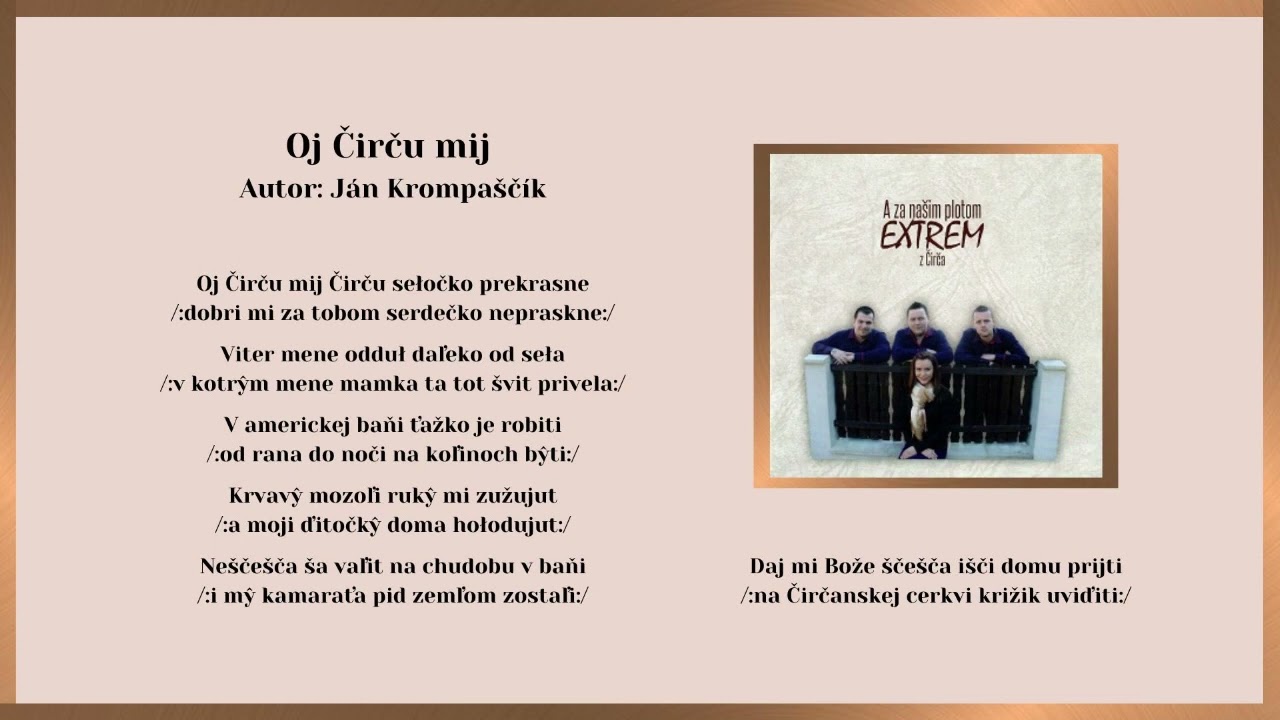EXTREM 1, Oj Čirču mij Čirču, autor Ján Krompaščík, Videorohaľ