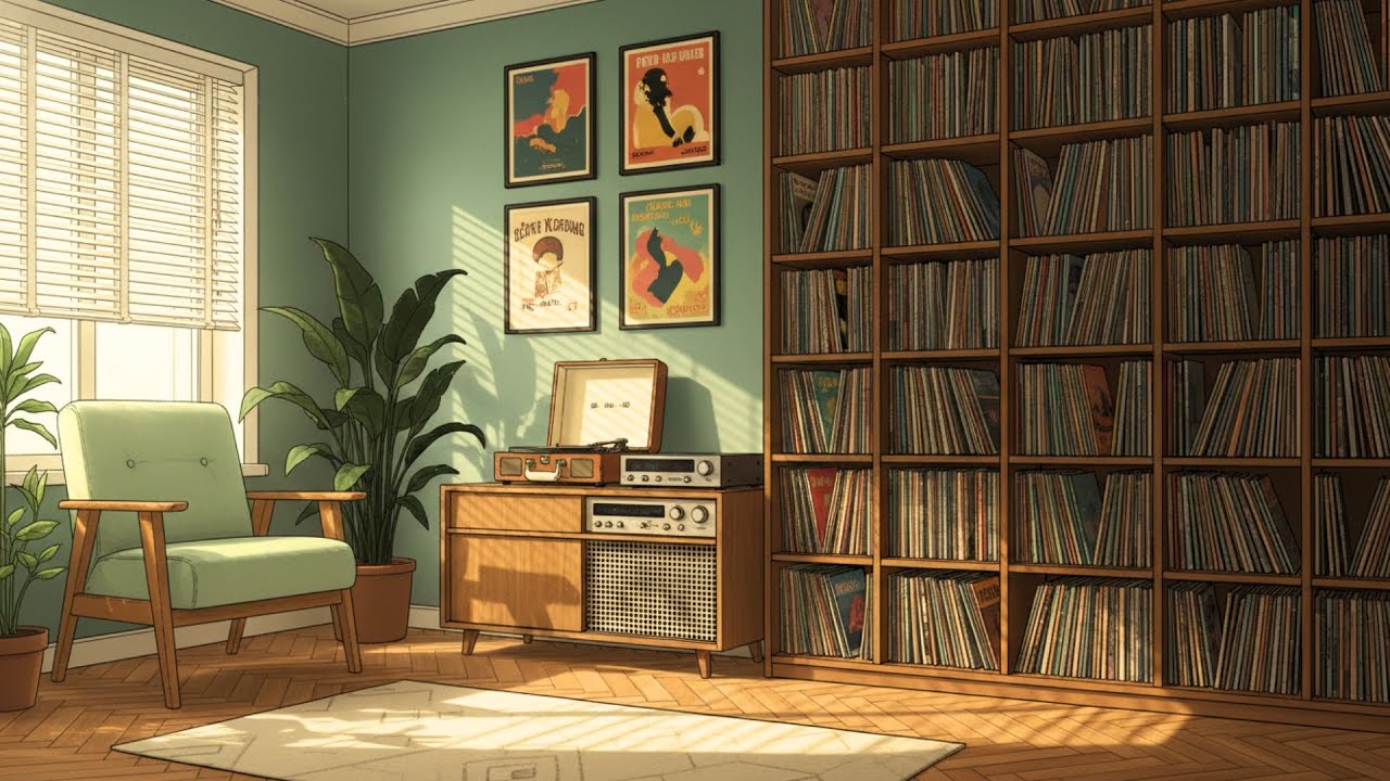 A Quiet 1930s Night in the reading room with Swing Jazz Playing Softly