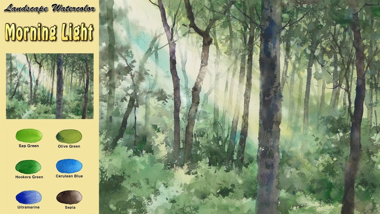 Без эскиза Пейзажная акварель - Утренний свет (Arches rough ) NAMIL ART