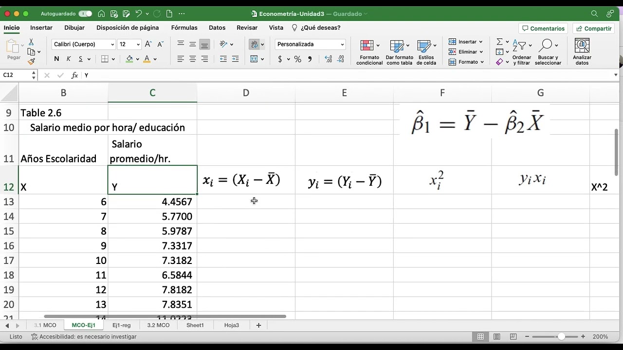 Econometría Regresión Lineal Simple con el Método de Mínimos Cuadrados Ordinarios MCO
