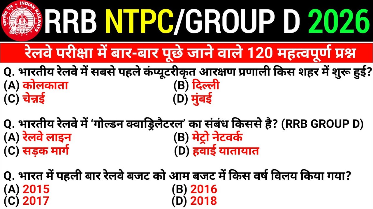 RRB NTPC Previous Year Question Paper || Railway NTPC CBT-1 Previous Year Question Paper 2021