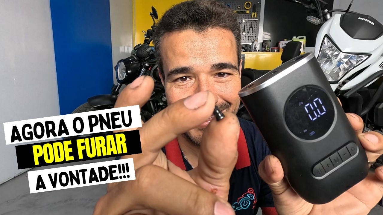 PNEU FURADO!!!! TESTE DO MINI COMPRESSOR DE AR E COMO FAZER ALGUNS TIPOS DE REMENDO DE EMERGÊNCIA