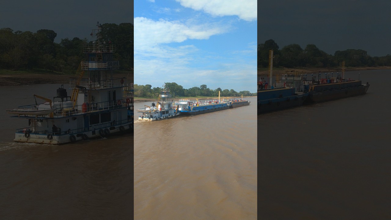 NAVEGA&Ccedil;&Atilde;O AMAZ&Ocirc;NICA. Barco empurrador ou rebocador no rio Amazonas, estado do Amazonas.